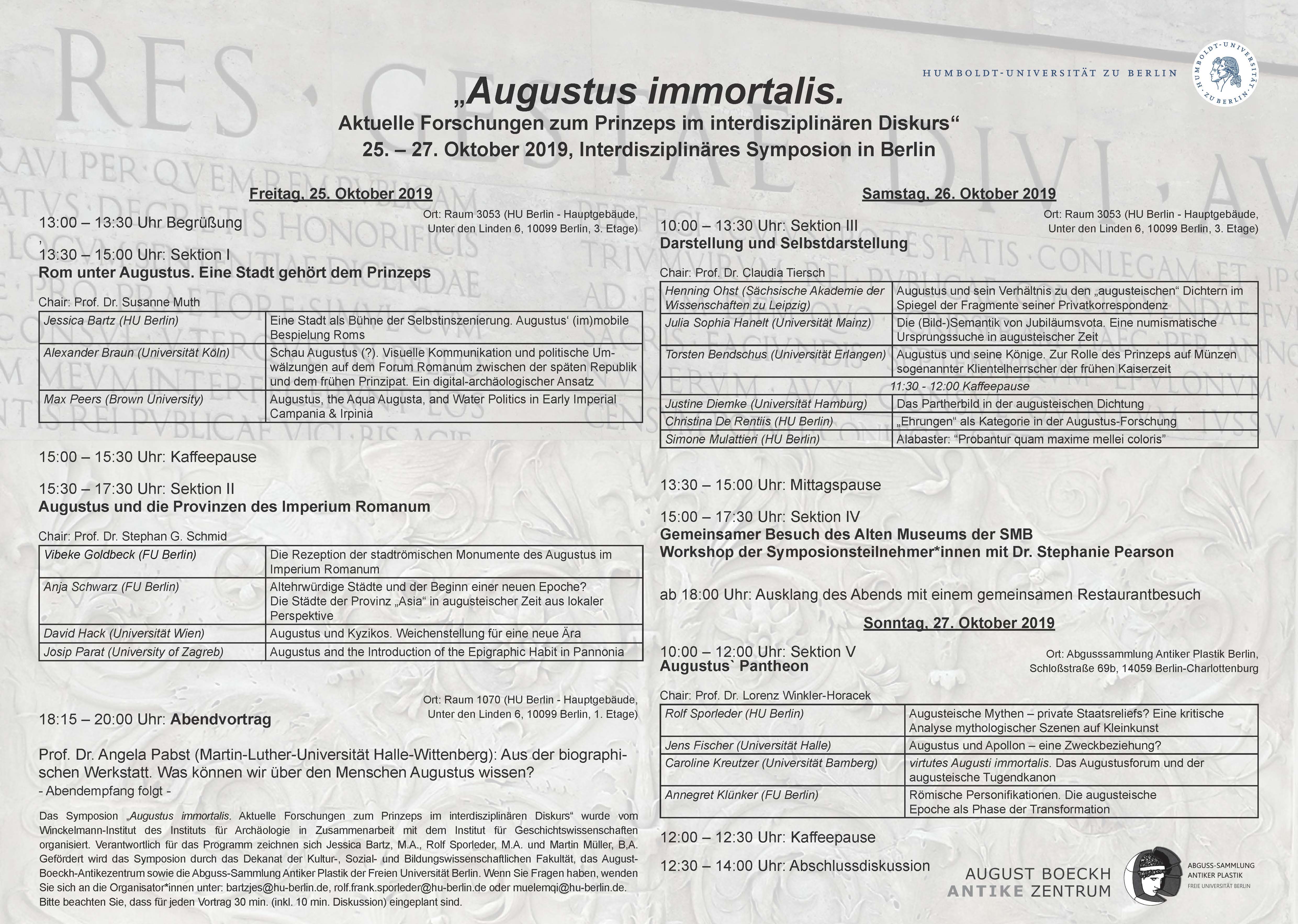 Programm Symposion Augustus immortalis, 25 27Okt2019 Berlin final